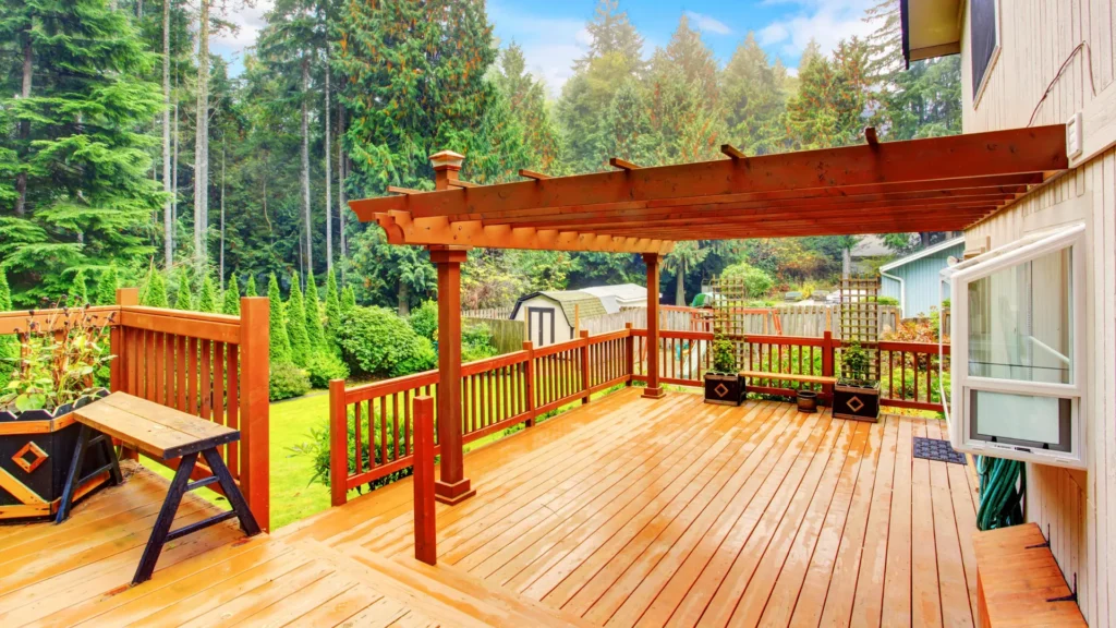 A house with beautiful front deck.